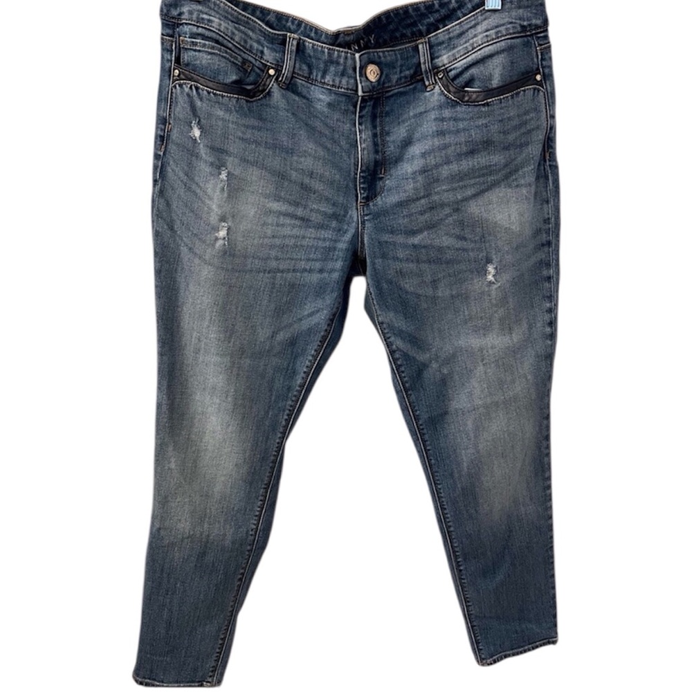 White House Black Market Distressed Blue Skinny Ankle Jeans Sz 14P